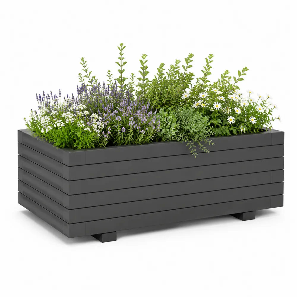 Pflanzkasten Blumenkasten rechteckig Polypropylen Kunststoff Anthrazit 100 x 40 x 40 cm