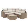Gartensofa Ecksofa Lounge Set PE Geflecht Aluminium mit Couchtisch Beige 280 x 220 x 70 cm