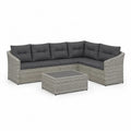 Gartensofa Set 5-teilig 300 x 250 x 70 cm PE Geflecht Aluminiumrahmen Polyesterkissen Grau Anthrazit