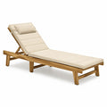 Gartenliege Sonnenliege Akazienholz Polyesterbezug Beige Natur 200 x 70 x 35 cm