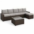 Gartensofa Set 4-teilig 280 x 220 x 70 cm PE Geflecht Aluminiumrahmen Polyesterkissen Grau