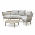 Garten Lounge Set Ecksofa mit Couchtisch Poly Rattan Aluminium Beige Hellgrau 260 x 200 x 75 cm