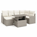 Garten Lounge Set Ecksofa mit Tisch PE Geflecht Aluminium Grau Beige 300 x 220 x 70 cm