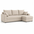 Ecksofa L Form Sofa mit Ottomane 280x160x85 cm Polyesterbezug Beige