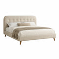 Polsterbett Doppelbett 180 x 200 cm MDF Beige mit gepolstertem Kopfteil