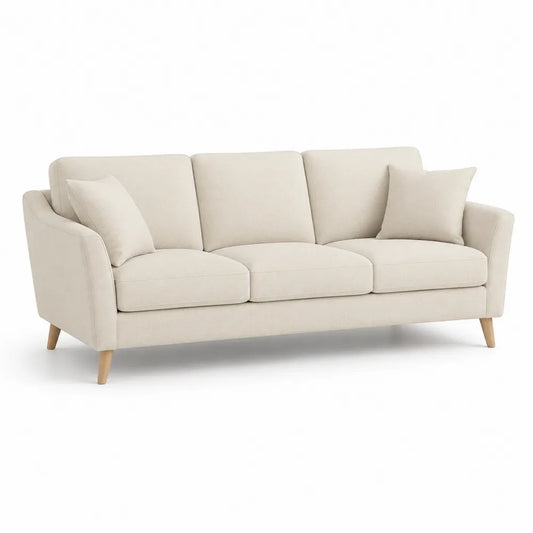 3-Sitzer Sofa 230 x 90 x 85 cm Polyesterbezug Rechteckig Beige