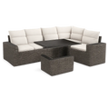 Gartensofa Set 4-teilig Polyrattan PE Geflecht Aluminiumrahmen Polyester Kissen Grau 300 x 250 x 70 cm