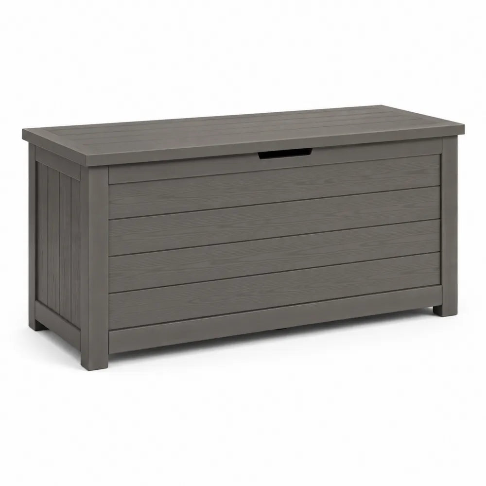 Gartenbox Aufbewahrungsbox Kunststoff rechteckig Anthrazit Holzoptik 120 x 60 x 60 cm