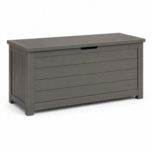 Gartenbox Aufbewahrungsbox Kunststoff rechteckig Anthrazit Holzoptik 120 x 60 x 60 cm